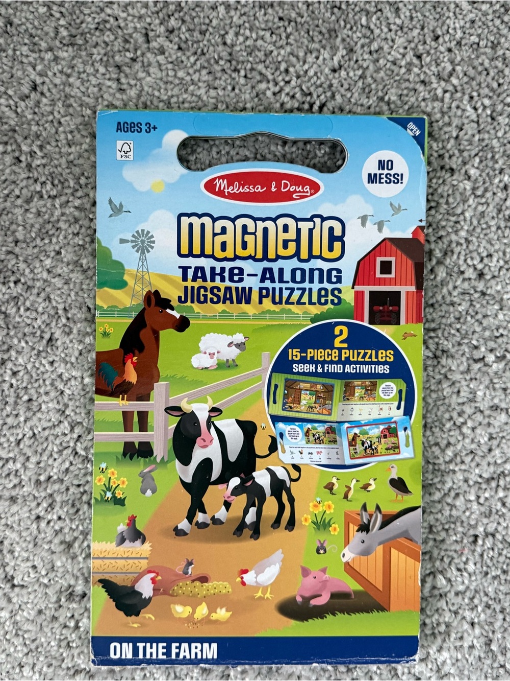Melissa & Doug Farm Magnetic Take-Along Jigsaw Puzzles - Green/Blue/Red